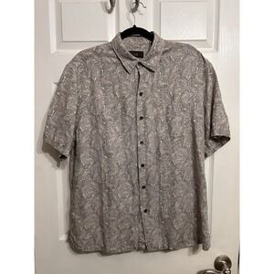 Tasso Elba Mens Large short sleeve silk linen Hawaiian Shirt Paisley Vacation